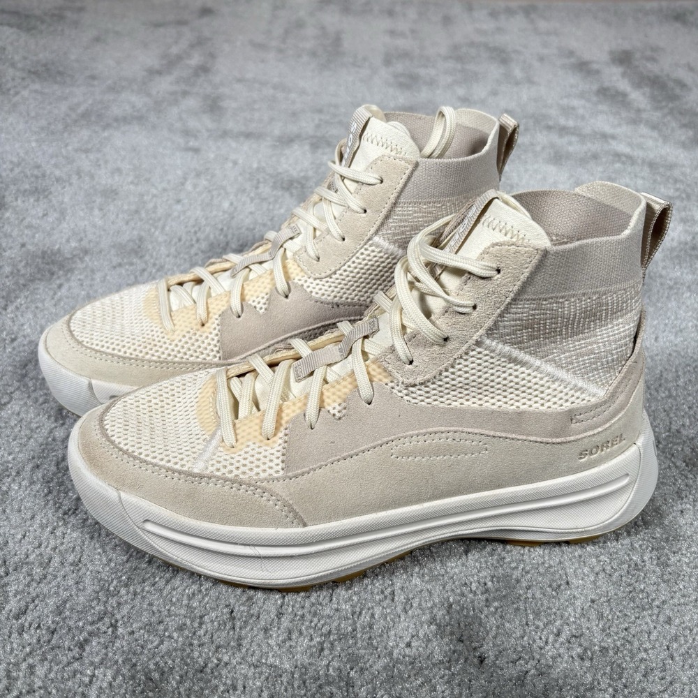 Sorel Ona 503 Knit Mid Sneakers Boots Sea Salt Cream Womens Size US 8.5